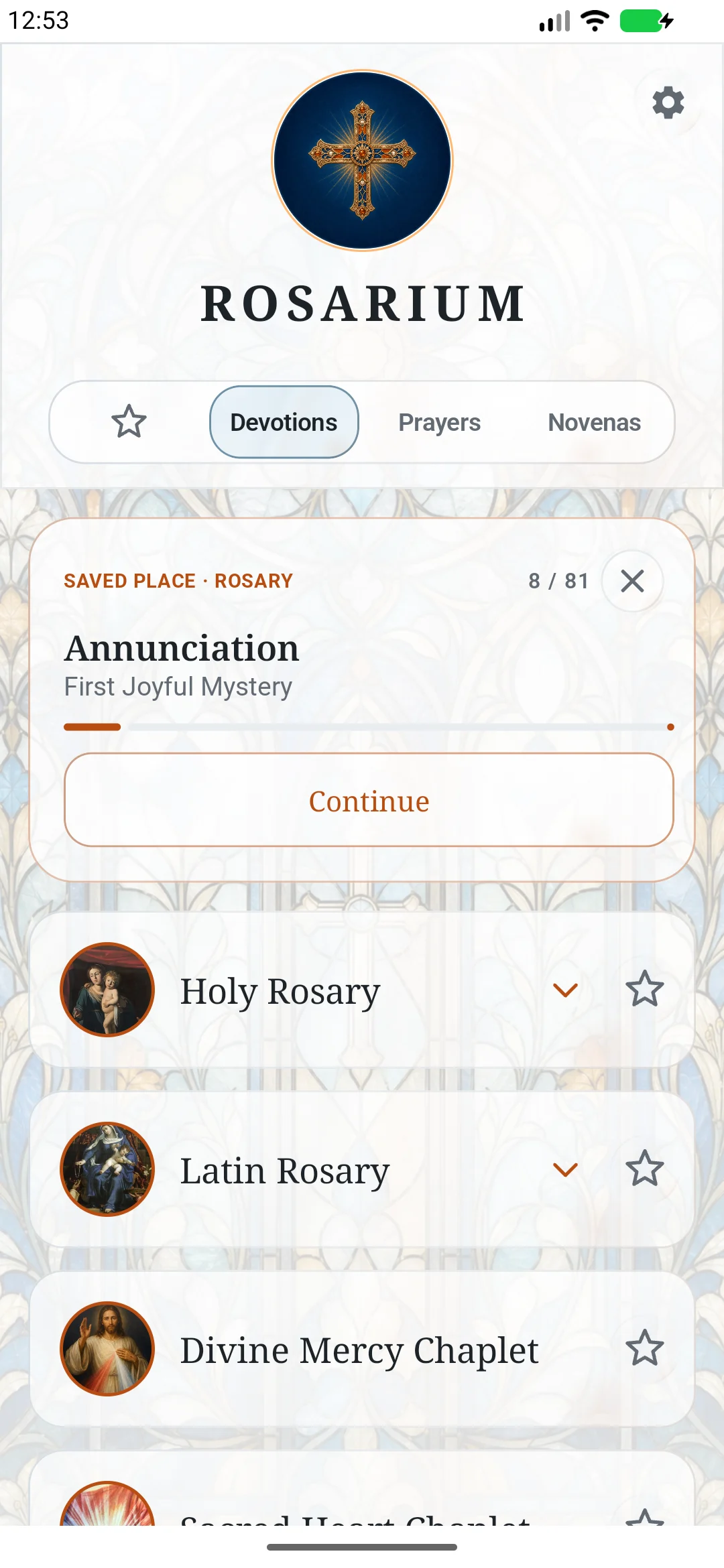 Rosarium for Android shown in a Samsung Galaxy S26 frame